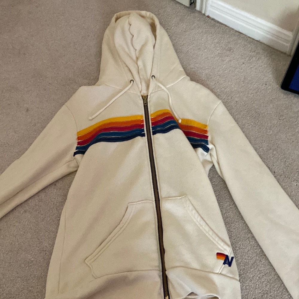 Aviator nation cream colored zip up jacket